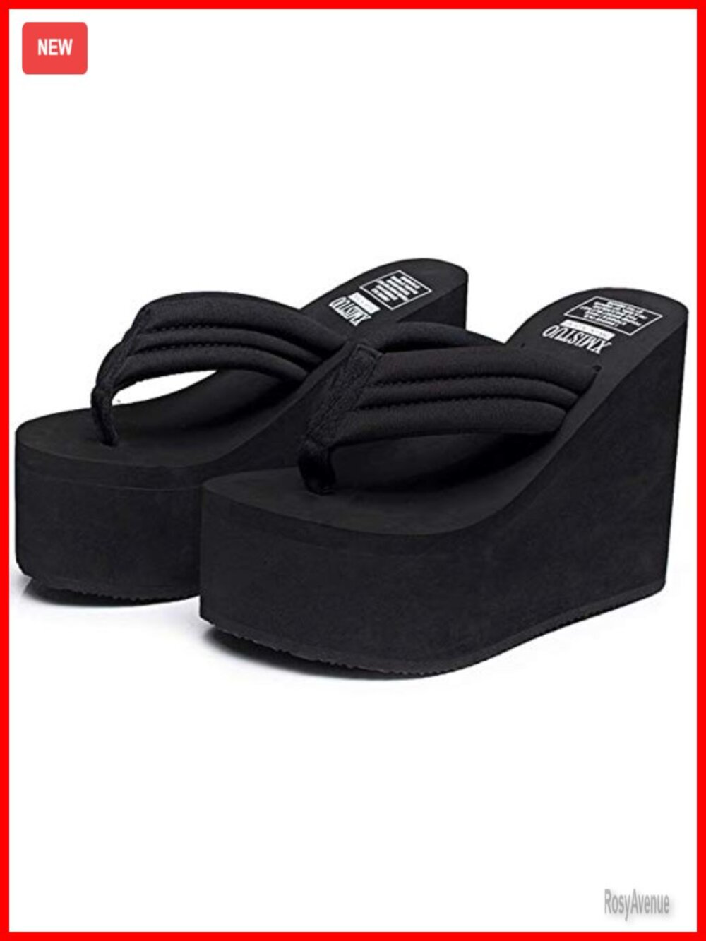 QZUnique Women's Platform Wedge Flip Flop Sandals Arch Support Comfort Cushion